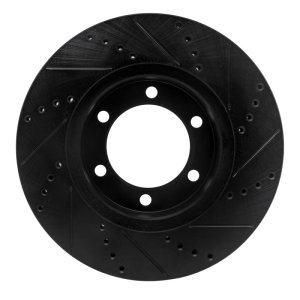 Toyota Tundra Brake Rotor (1) - Front Left - R1 Concepts - Drilled & Slotted - Black - `00-`07